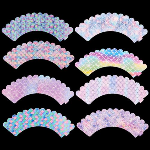 96Stuks Cake Decoratie Mermaid Cupcake Decoratie voor verjaardag Cupcake Toppers Wrappers Mermaid Thema Party Decoratie 5