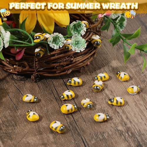 100 st. Minihars dieren Zelfklevende kleine houten hommels voor ambachten, bijen decoratie geschilderd Flatback ambachtelijke bijen voor scrapbooking Baby verjaardag feest decoratie 5