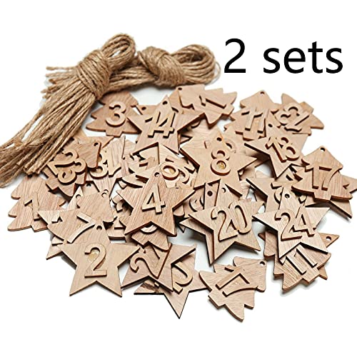 2 sests adventure kalender nummers hout nummer 1-24 kerstmis crafting star tree