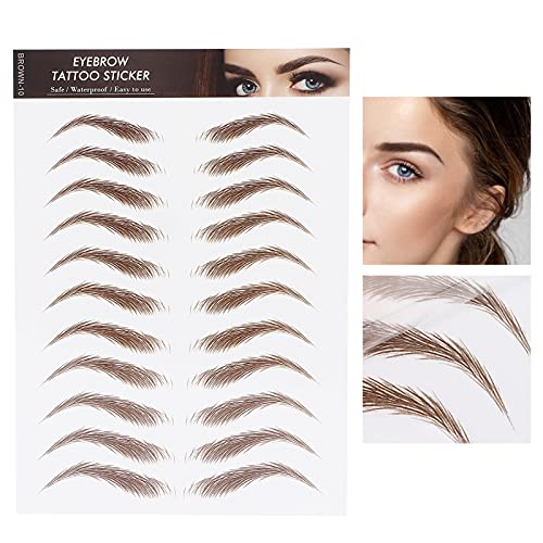 6D Eyebrow Tattoo Sticker Professional Waterproof Eyebrow Transfer Sticker Eyebrow Makeup Tool voor vrouwen en meisjes (Brown)(Brown-10)