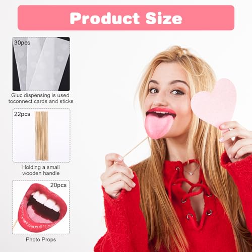 20 st. Photo Box Accessoires Bruiloft Foto Props Grappig Lippen Mond Foto Automaat Handheld Party Selfie Accessoires voor Carnaval, Verjaardag, Afstuderen, Halloween Decoratie 5
