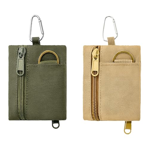 Sea 2PCS Outdoor EDC Molle Pouch Wallet, Mini Draagbaar Sleutelkaart geval EDC Bag Portemonnee Wandeltas Pakjes met Carabiner