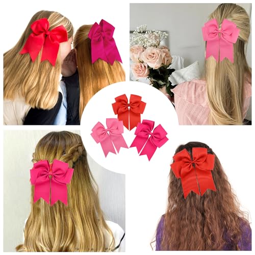 3 st Bow Hair Clip, Satin Hair Bow voor vrouwen meisjes 6,1 inch effen kleur Bows Hairpin Schattig lang Tail Hairpin Franse Barrettes Accessoires voor verjaardagsfeest 4