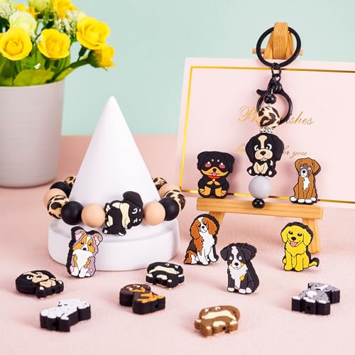 12 st. Hondenfocal kralen Huisdier Puppy Siliconen Spacer Kralen Dier Rubber kralen Bulk voor sieraden maken armband kralen Pen sleutelhanger ketting Craft DIY vrouwen