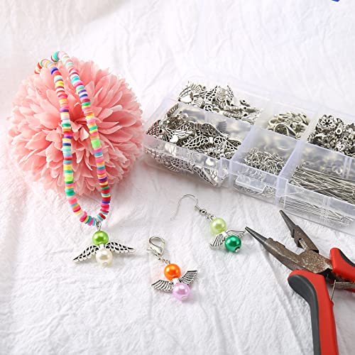 Angel Wings, Craft Set, Wings, Spacer, Kralen, Vleugels, Parels, Metalen Kralen Caps, Pearl Angel voor ambachten, Accessoires met Kreeft sluiting 5