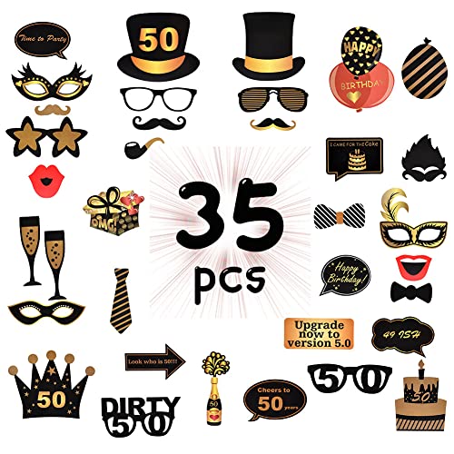 50e verjaardag Opblaasbare Frame, Foto Booth Props, Black Gold Verjaardag Party Opblaasbare Selfie Photo Frame, Grappige Selfie Props Kit, Verjaardagsfeest decoratie familie 4
