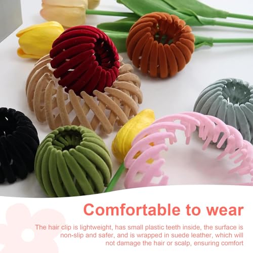 Bird's Nest Hair Clips 7 stuks Bird Nest Hair Clips Gemengde kleur Haar Clips voor vrouwen verstelbare grootte Updo kapsels Hoge paardenstaart krullen haar lang 4