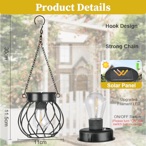 Solar Lantern Outdoor IP65 Waterproof Hang Garden Lantern Solar Lights voor Garden Yard Patio Trouwfeest Decoratie 3