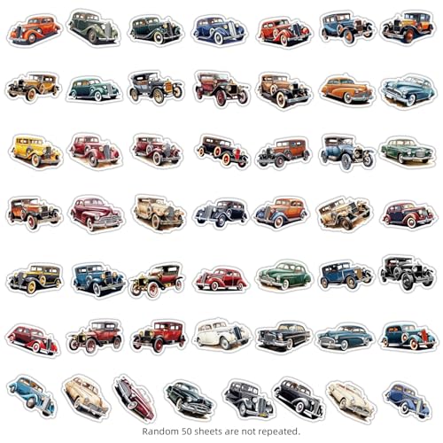 Vintage Car Sticker Set Stickers Jeugd Volwassenen 50 stuks Vintage Vintage Car Waterproof Vinylstickers Automotor Bike Skateboard Snowboard Bagage Laptop Koffer Helm Motorfiets Computer