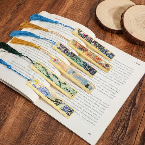 6 stukken metaal bloem bladwijzers Holle vintage olieverf Style bladwijzers met schaalborstel voor boekliefhebbers, bloem boek markeringen, het lezen van bladwijzers voor 4