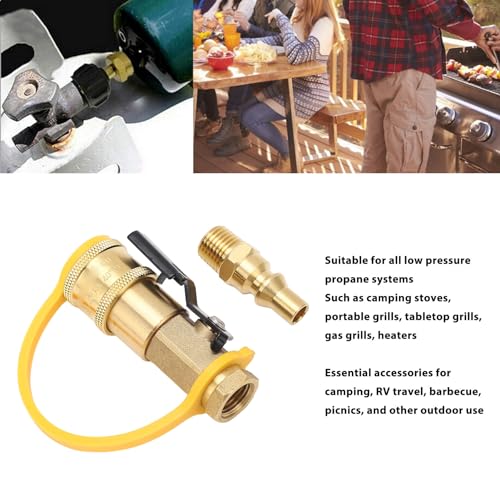 RV Propane Shut-Off Valve, gas Quick Coupling Fitting 1/4 Inch Gas Quick Release Adapter met Afsluitventiel voor Camping Stove, Grill Connectors & Slangen 3