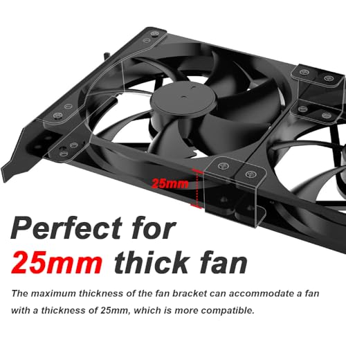 Dual Fan Mount Rack PCI Slot Bracket Kit, 12cm PC Fan Computer Radiator DIY Bracket Tool met PWM Fan Splitter Kabel, Kabelbanden, Schroeven 5
