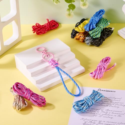 24 Meter Cores Polyester 4mm Brede Spandex Touw Armbanden maken Cords 12 Kleuren Ambacht Cords voor DIY armband Keychains hangen ornamenten