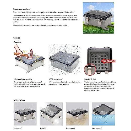 Verbindingsdoos Universele projectbehuizing buiten met helder deksel grijs IP67 Waterdicht