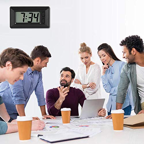 Digitale klok, LCD Mini auto klok, Auto Truck Dashboard Tijd Zelfklevende Bracket Voertuig Elektronische Digitale Klok met Datum Tijd Kalender Weergave 4