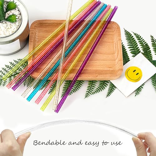 8 st. Herbruikbare Straws - Sparkling Long 30cm Dikke Plastic Straws - Kleurrijk en helder met reinigingsborstel voor Mason Jar 4