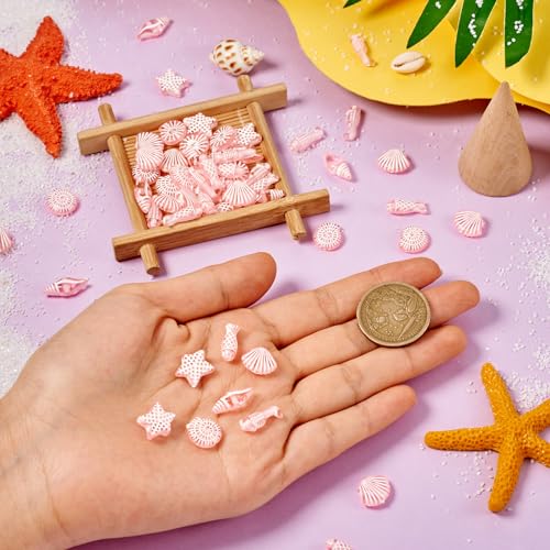 100G Ocean Thema Acryl Kralen Shell Shell Starfish Spacer Kralen Transparante Zeevis Sea Animal Kralen Bulk voor DIY armband sieraden maken, Roze 5