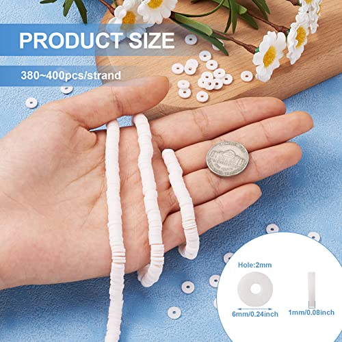380st 6mm Flat Ronde Polymer Clay Spacer Heishi kralen Disc Ghana Afrikaanse Slice Losse kralen voor de zomer Boho surfer armband kralen sieraden maken, 17,7' ' 5