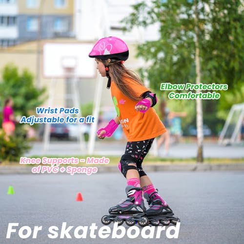7Pcs/Set Sport Beschermende Set Knieën Brace Atletische Helm Polsbeschermers Verstelbare Kinderen Skateboard Beschermende Gear Set voor Jeugd Fiets Schaatsen 3