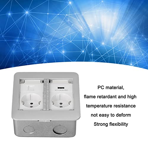 2 Power Outlets Verborgen Power Outlet Multifunctioneel Ingebouwde Socket met deksel IP40 Waterdichte vloer Socket (zilvergrijs) 3