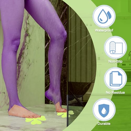 20 stuks Non Slip Bad Stickers, Non-Slip Douche Stickers met Scraper Badkamer Douche Vloer Stickers Vier Leaf Shape Leuke Treads Badkuipen, Grijs 3