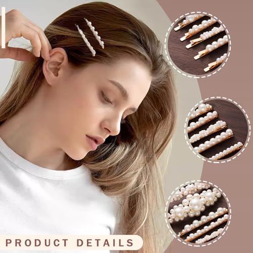 16 Stukjes Pearl Hair Clips Leuke Vintage Hair Clips Mode Decoratieve Accessoires Elegante Pearl Hair Clips en glijbanen Non-Slip Side Clips voor vrouwen meisjes kappers make-up 4
