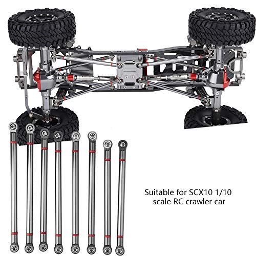 RC Car Chassis Link Rod, 8 Pc ̈1cke Aluminiumlegierung Chassis Link Rod f ̈1r SCX10 1/10 Skala 313mm Radstand RC Crawler Car(Titanium Farbe) 4