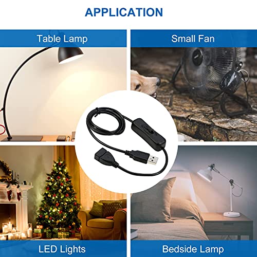 3 x USB-uitbreidingskabel met aan/uit-schakelaar Compatibel met stuurprogramma's LED-desklamp, USB-fan, LED-strips (1m, zwart) 4