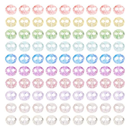 400 stuks 6 mm facet glazen kralen, 10 kleuren, transparante rondelle spacer kralen, kristallen dikke kralen, bulk voor doe-het-zelf armband, ketting, oorbel sieraden maken