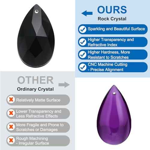 Teardrop Crystal Chandelier Hangers Kralen, 10st 60mm Lengte 38mm Kroonluchter Prims Onderdelen Ornamenten Opknoping Kralen voor DIY Kunst Ambachten Decoratie, Zwart 3