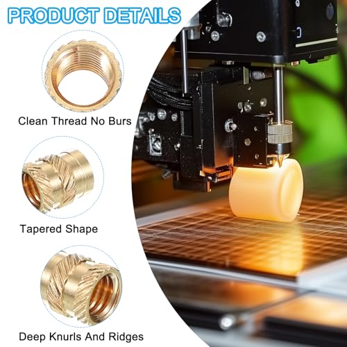 M1.7x4x2.5mm Messing draad invoegen, 50 st Metrische Geknokkelde Noten Warmteset Invoegen voor Plastic 3D Printing Components 3