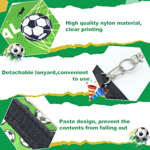 Kinderportemonnees voor jongens, Novelty Voetbal Neck Pouch Kids portemonnee met voetbal armband Trifold jongens portemonnee met munt zak kaart houders Lanyard Voetbal Cadeaus 5