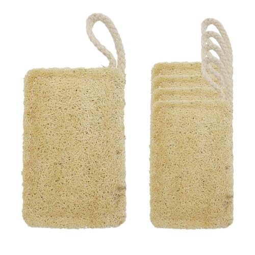Verpakking van 5 Natural Eco Dish Sponges, duurzaam, kunststofvrij en biologisch afbreekbaar Looper Sponge met hangkoord voor drogen (11 x 7 cm)