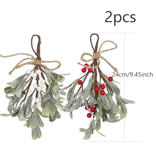 Kersttakken om op te hangen, kerstdecoratie met bessen, kunstmaretakstelen met glitter, hangende inrichting, wit