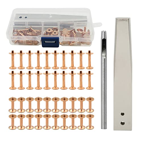 Copper Rivets Burrs Kit Copper Rivets met Stoelen Rustvrije Studs DIY Lederen Craft Tools voor Garment Bag Belt (Stijl C)
