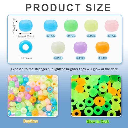 210st grote gat Europese kralen rondelle gloeien in de donkere kraal 9mm acryl spacer kralen bulk voor armband oorring ketting ambachtelijk DIY sieraden vrouwen accessoire 5