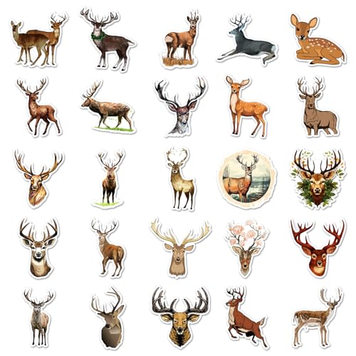 Deer Sticker Set Stickers Kinderen Tieners 50 stuks Dieren Waterdicht Vinyl Decals Laptop Skateboard Kofferhelm Autofiets mobiele telefoon Motorrijwiel Bike Scrapbook Cadeau dagboek Cups 3