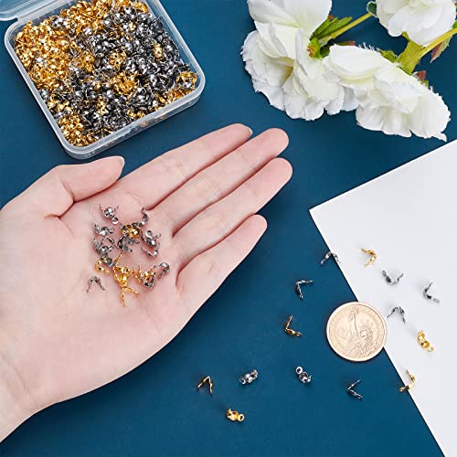 Ongeveer 400 st RVS krimpende kralen tips, open clamshell vouwen kraal tips knoop bedekt eindmutsen voor knopen en krimpende bevindingen 3