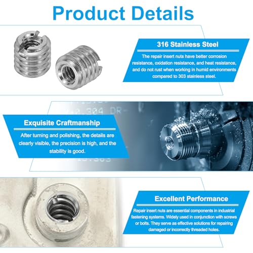 Thread Adapter Roestvrij staal 316 Reducer Nut 5 st M10 x 1,5 Male to M6 x 1 Female Feed Nut voor Reparaties, Reducer, 12mm 4