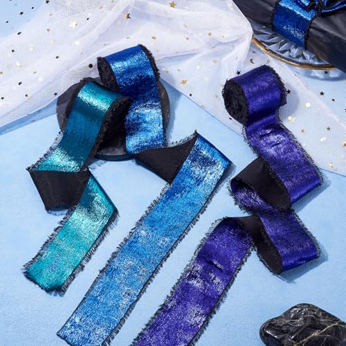 15m glitter gerafeld linten glanzend metalen lint franje rauw rand 1-1/2 inch linten voor kerstboom bruiloft bloem boeket bruids douche dozen inpakken haar boog krans ambacht 4