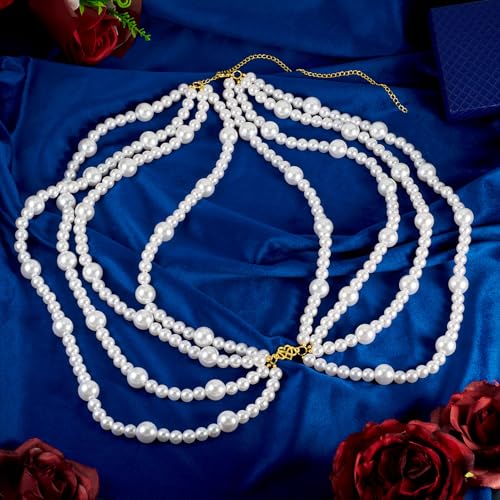Pearl Waist kettinggordel Multilayer imitatie Parelgordel Jurken Rokken Tasband Decoratie 750mm verstelbare body outfit jurk riem voor vrouwen, 750mm, Plastic, Geen Gemstone, Plastic, Nee 4