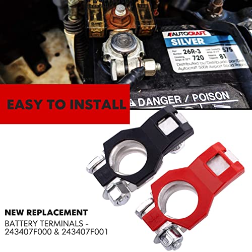 Batterijklemmen set, 2 stuks positieve negatieve batterijterminal set 243407F000 243407F001 Autokabel Connector Clamp Vervanging voor INFINITI