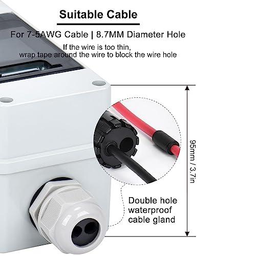 2P DC Miniature Circuit Breaker, 1000V 20A IP65 Waterdichte schakelschakelaar voor zonne-PV-systeem 5