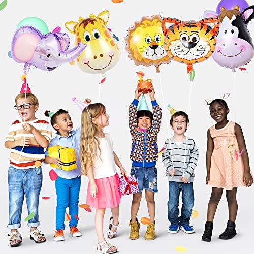 Helium Pack van 6 Farm Animal Ballonnen, Grappig Opblaasbare Olifant, Tiger, Leeuw, Zebra, Koe, Giraffe Ballonnen, Pak van 6
