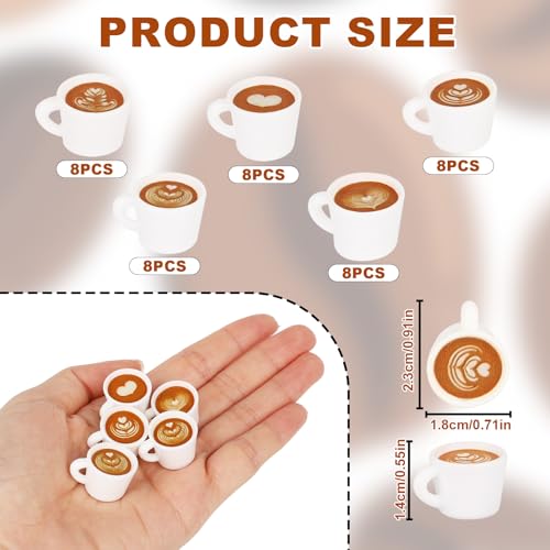 40 st. Mini Hars Coffee Cups, leuke miniatuur koffie mok kleine drank poppenhuis speelgoed partij decoraties kleine bedeltjes voor sleutelhangers oorbellen Doll keuken decoraties accessoires