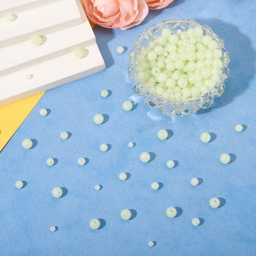 300 st. Glow in de donkere ronde kralen, groene lichtgevende kralen, Gumball Acryl Spacer 6/10/12mm kralen Bulk voor ketting, oorbel, DIY sieraden armband ornament sleutelhanger 5