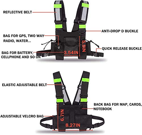 Universal Radio Chest Harness Rig - Prepack Pouch Holster Vest Rig Chest Bag draagtas voor Two Way Radio Walkie Talkie, Green, Holster Case, groen, Holster Case 4