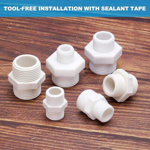 Pvc Pipe Fittings G 1/2, 4 st Man tot man Thread Coupling Adapter Hex Straight Connector met loodgieterslint voor water Tanks, Wit 3