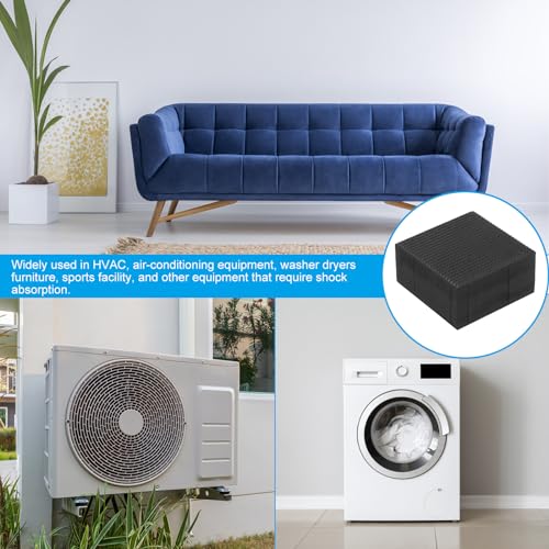 4 Pack Rubber Anti-Vibratie Matten Vierkant, 1,97 x 1,97 x 1 Inch voor HVAC, Airconditioning, Compressoren, Wasmachines, Drogers, Zwart 5