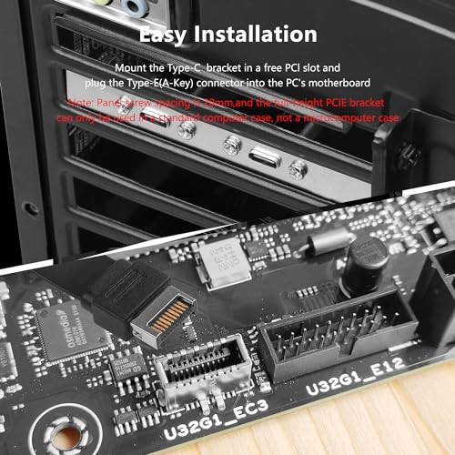 USB 3.1 Voorpaneel Header Type C Uitbreiding Kabel met Panel Mount Schroef, 10 Gbit/s, Type E 20 Pin Plug aan USB-C Connector, Adapter Kabel met Full Height Holder, 11,8 Inch (2 4